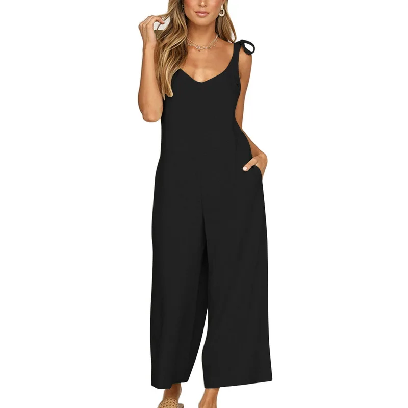 Elegant Jumpsuit Women Casual Loose Fashion Long Solid Strap Wide Leg Jumpsuits Womens Tie Up Sexy Backless Vacation New
Elegant Jumpsuit Women Casual Loose Fashion Long Solid Strap Wide Leg Jumpsuits Womens Tie Up Sexy Backless Vacation New