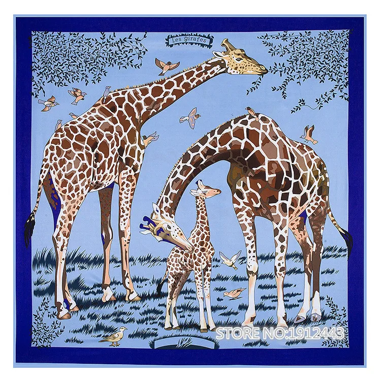 130cm*130cm 100% Silk Euro Brand Style Women Silk Watercolor impression drawing Giraffe Silk Square Scarf Fashion Shawls
130cm*130cm 100% Silk Euro Brand Style Women Silk Watercolor impression drawing Giraffe Silk Square Scarf Fashion Shawls