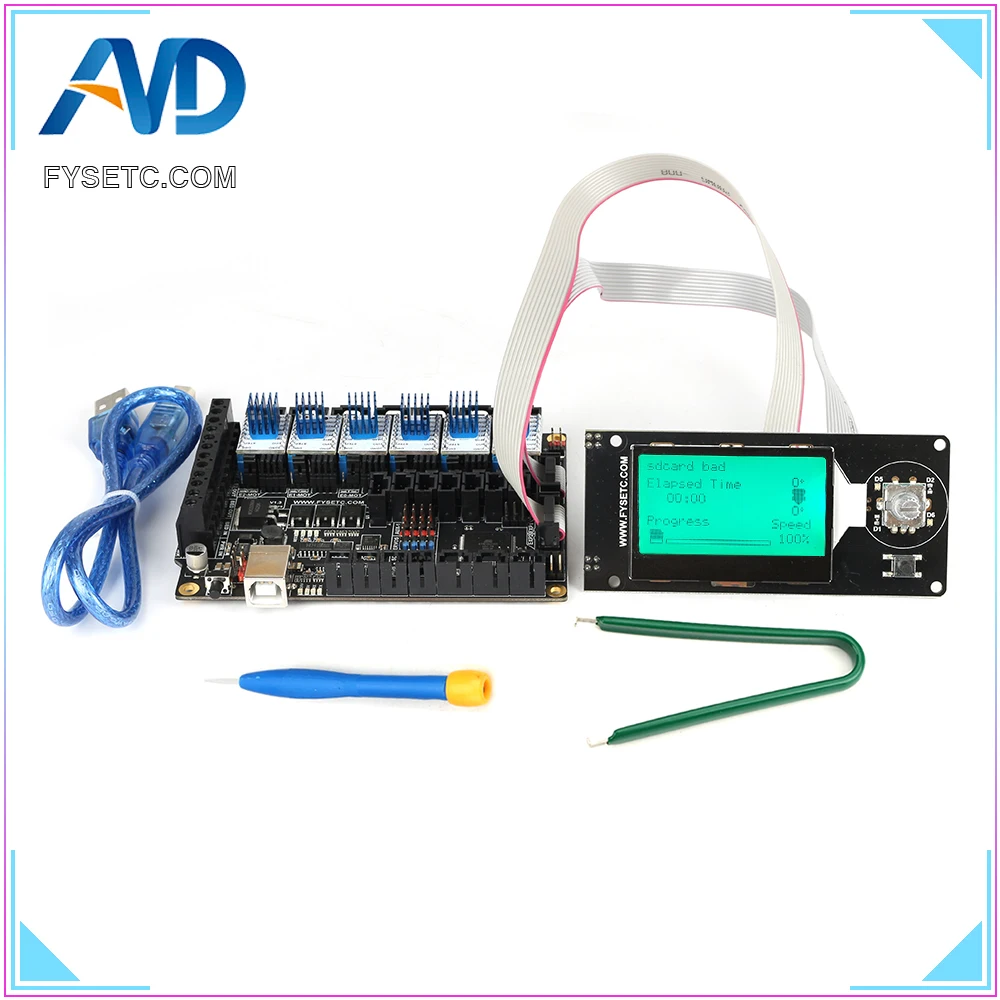 FYSETC F6 V1.3 ALL-in-one Mainboard + MINI12864 LCD Display mini 12864 + 6pcs TMC2100 V1.3 Supper Silence Stepper Motor Driver
FYSETC F6 V1.3 ALL-in-one Mainboard + MINI12864 LCD Display mini 12864 + 6pcs TMC2100 V1.3 Supper Silence Stepper Motor Driver