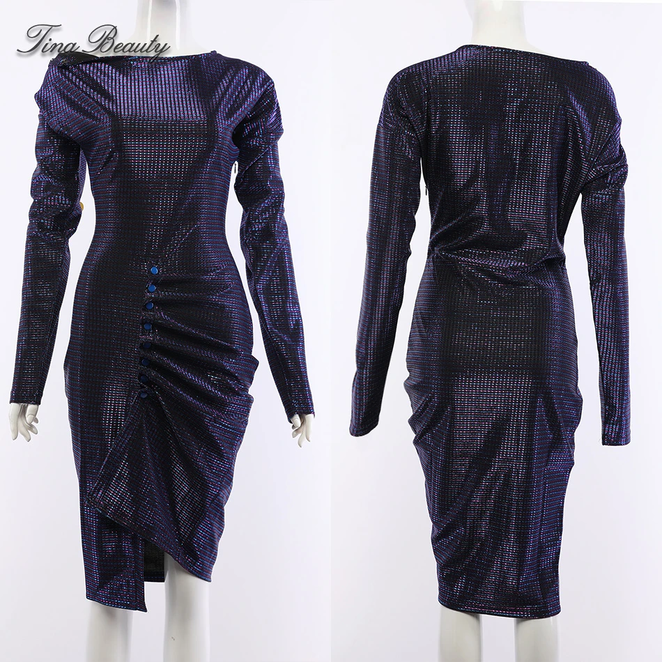 Tina Beauty Lyric Front Button Slit Pleated Midi Bodycon Dress Female Multicolor Celebrity Ruched Long Sleeve O Neck Party Dress
Tina Beauty Lyric Front Button Slit Pleated Midi Bodycon Dress Female Multicolor Celebrity Ruched Long Sleeve O Neck Party Dress