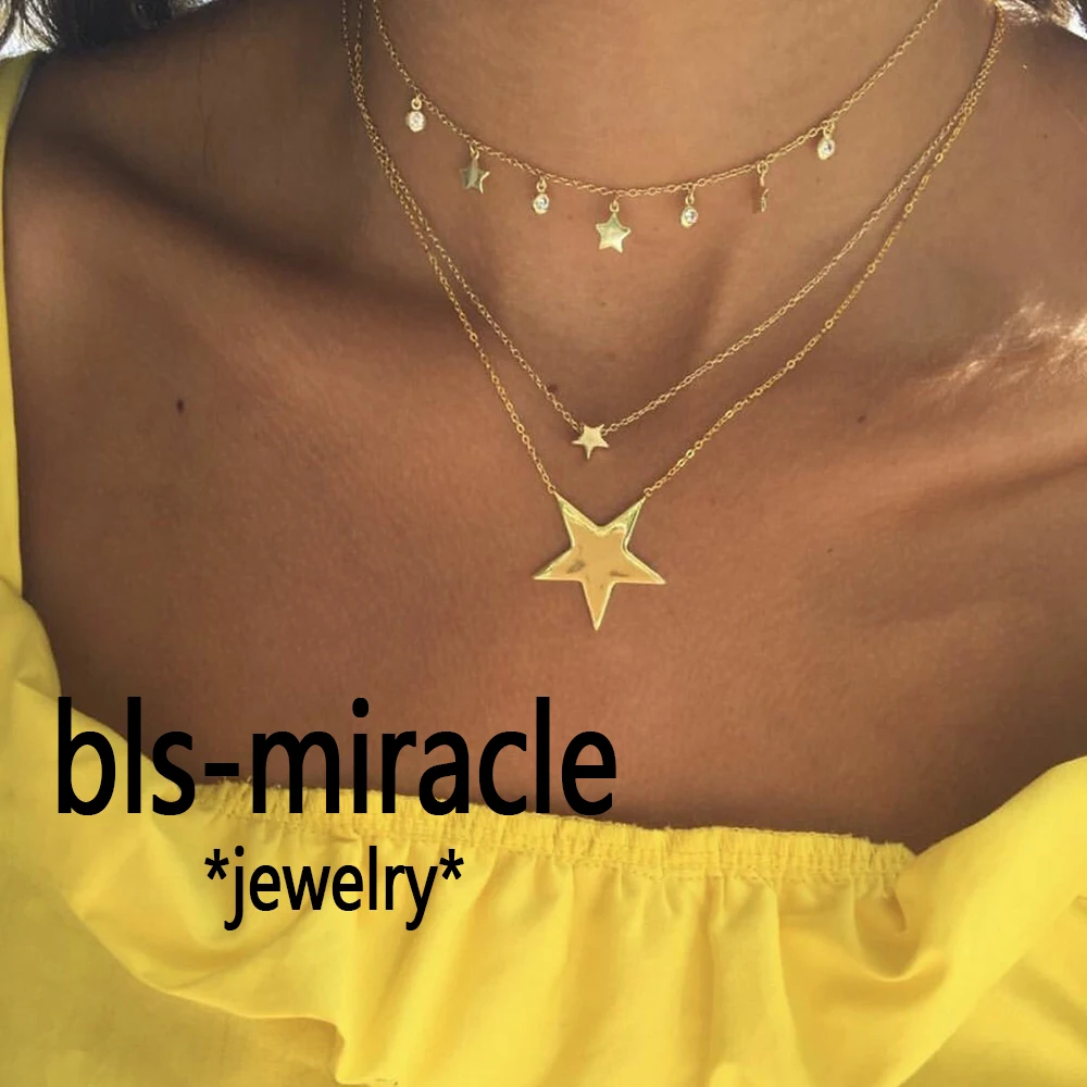 Bls-miracle в стиле бохо многослойное ожерелье с кристаллами капли воды для женщин