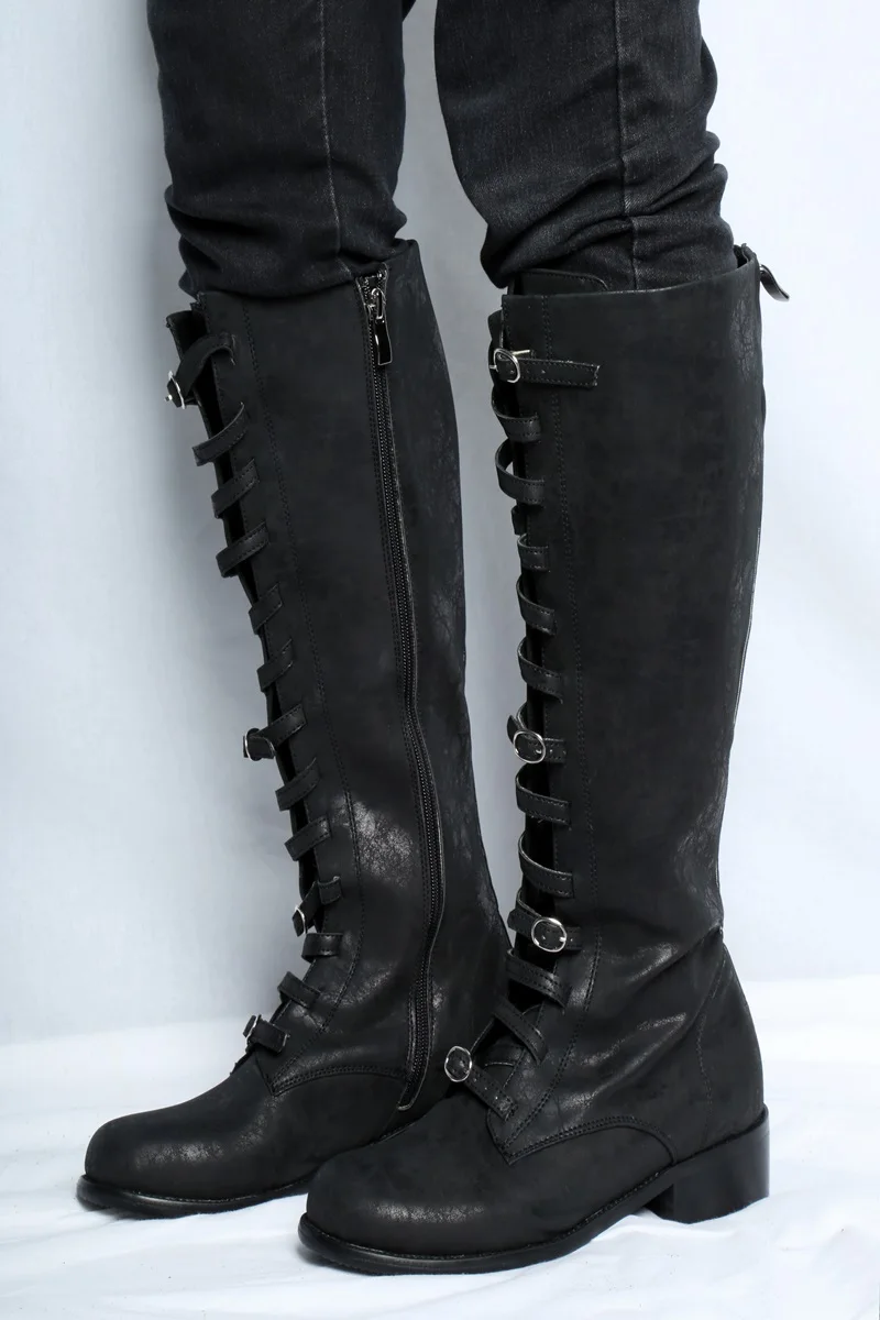 women retro motorcycle boot multi buckle strap knee boots low heel vintage style side zipper shoes fix surface leather long Boot
women retro motorcycle boot multi buckle strap knee boots low heel vintage style side zipper shoes fix surface leather long Boot