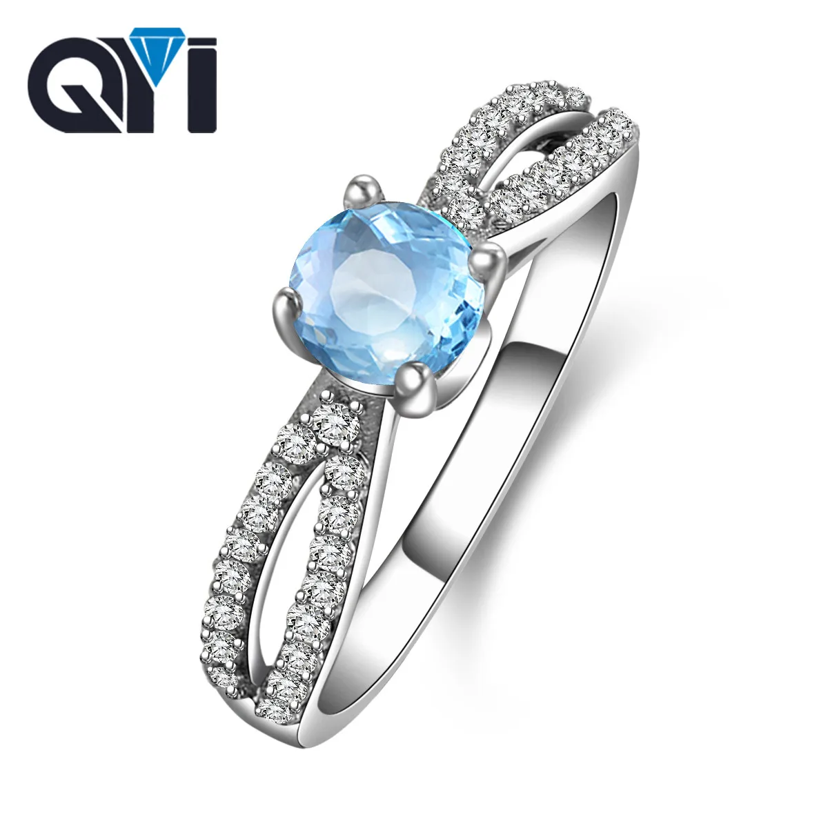 QYI Gemstone natural Sky blue topaz Twist Type ring Round Cut 925 sterling silver topaz engagement rings for women as a gift
QYI Gemstone natural Sky blue topaz Twist Type ring Round Cut 925 sterling silver topaz engagement rings for women as a gift