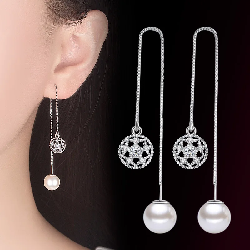100% 925 sterling silver fashion pearl round shiny crystal ladies`tassels drop earrings jewelry Anti allergy cheap
100% 925 sterling silver fashion pearl round shiny crystal ladies`tassels drop earrings jewelry Anti allergy cheap
