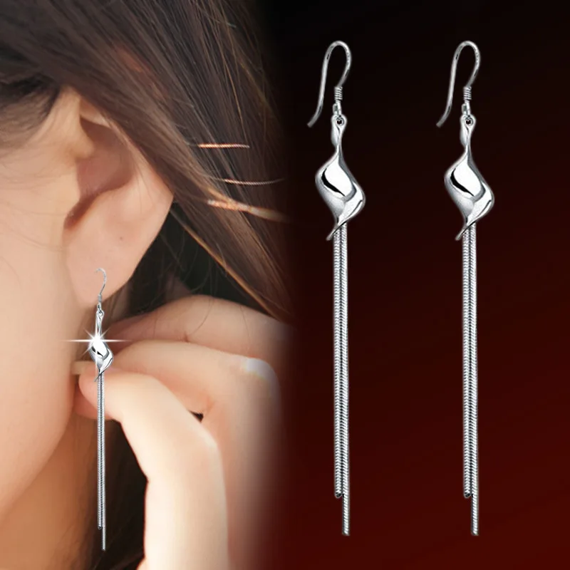 MEYRROYU New 925 Sterling Silver Fashion Elegant Twisted Long Tassel Earrings Ladies Couple Engagement Party Accessories
MEYRROYU New 925 Sterling Silver Fashion Elegant Twisted Long Tassel Earrings Ladies Couple Engagement Party Accessories
