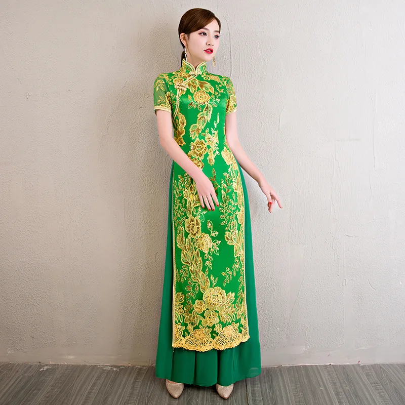 Modern Chinese Wedding Gowns Traditional Qipao Cheongsam Design Evening Dress Embroidery Dresses Vestido Oriental Plus Size 4XL
Modern Chinese Wedding Gowns Traditional Qipao Cheongsam Design Evening Dress Embroidery Dresses Vestido Oriental Plus Size 4XL