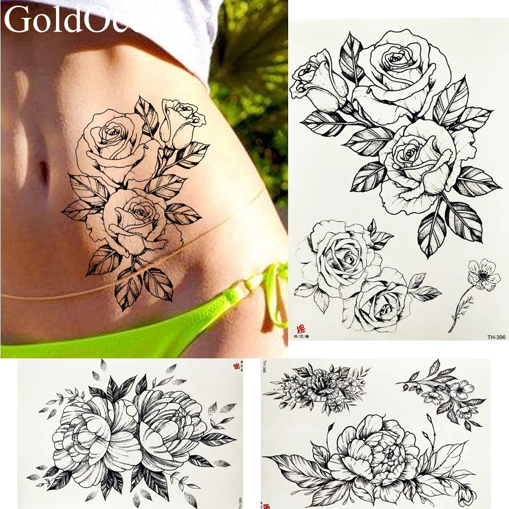 Summer Style Flower Sketch Tattoos Temporary Black Fake Leaf Body Arm Waist Art Tattoos Stickers Morning Glory Tatoos Supplies
Summer Style Flower Sketch Tattoos Temporary Black Fake Leaf Body Arm Waist Art Tattoos Stickers Morning Glory Tatoos Supplies