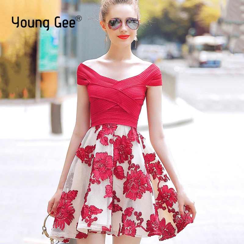 Young Gee Sexy Red Bandage Party Dresses Summer Designer Fashion Luxury 3D Flower Appliques Mini Dress Vestido De Festa
Young Gee Sexy Red Bandage Party Dresses Summer Designer Fashion Luxury 3D Flower Appliques Mini Dress Vestido De Festa