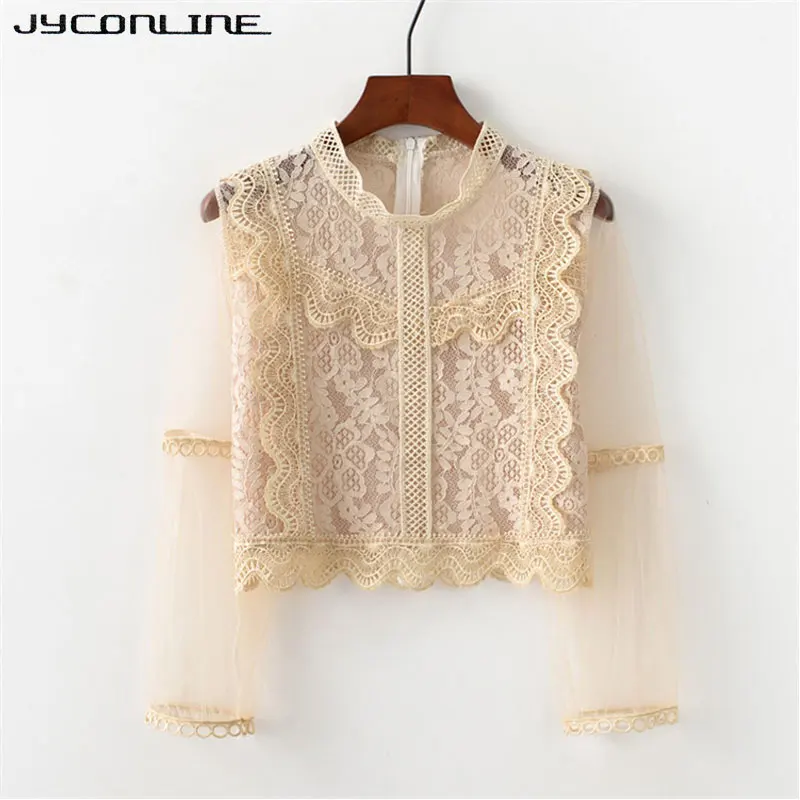 JYConline Lace Floral Crop Blouse Shirt Women Tops Long Sleeve Mesh Blouses Sexy White Lace Blouse Shirt Back Zipper Crop Tops
JYConline Lace Floral Crop Blouse Shirt Women Tops Long Sleeve Mesh Blouses Sexy White Lace Blouse Shirt Back Zipper Crop Tops