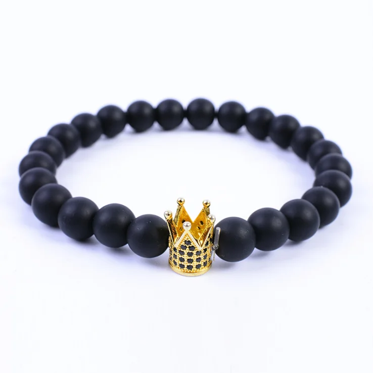 Fashion Jewelry Jewelry Natural Stone Beads Hand-knitted Accessories Millstone Blackstone and Zircon Crown Charm Bracelet
Fashion Jewelry Jewelry Natural Stone Beads Hand-knitted Accessories Millstone Blackstone and Zircon Crown Charm Bracelet