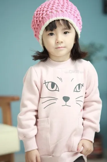 2-8Y Children's warm t shirt girls lovely cat Clothes Girl Long Sleeve T-shirt top tees kids Thin velvet cloth for early winter
2-8Y Children's warm t shirt girls lovely cat Clothes Girl Long Sleeve T-shirt top tees kids Thin velvet cloth for early winter