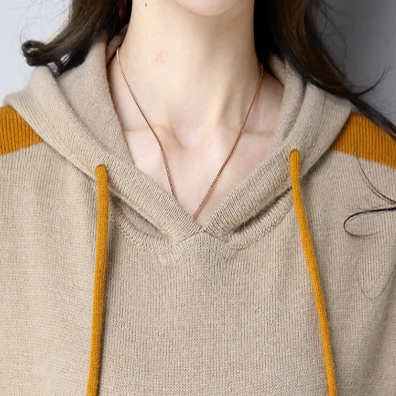 New Autumn Winter Women Sweater Plus Size Fashion Contrast Color Casual Loose Hooded Render Knitted Sweater For Women Pullovers
New Autumn Winter Women Sweater Plus Size Fashion Contrast Color Casual Loose Hooded Render Knitted Sweater For Women Pullovers