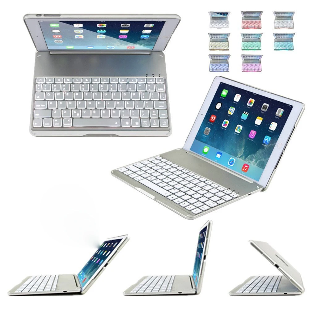 Защитный чехол с Bluetooth клавиатурой с Цветной подсветкой для iPad Air 2 9,7 дюймов F8S + QWERTY алюминиевый Folio 2016
Защитный чехол с Bluetooth клавиатурой с Цветной подсветкой для iPad Air 2 9,7 дюймов F8S + QWERTY алюминиевый Folio 2016