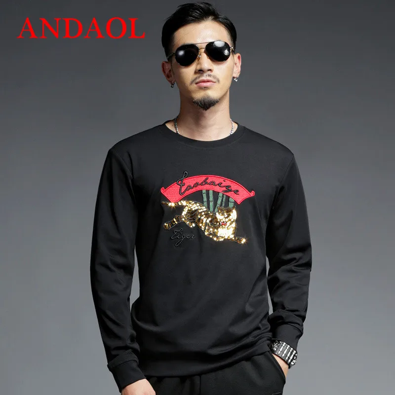 ANDAOL Men's Hoodies Sweatshirts Spring Autumn Sequin Tiger Casual Cotton Sportswear Luxury Slim O-Neck harajuku Pullover Jacket
ANDAOL Men's Hoodies Sweatshirts Spring Autumn Sequin Tiger Casual Cotton Sportswear Luxury Slim O-Neck harajuku Pullover Jacket