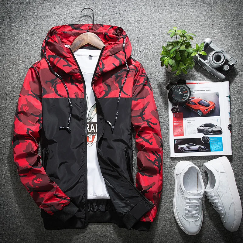 Mens Jacket Fashion Slim Fit Long Sleeve Camouflage Military Color Coat Hooded New Windbreaker Male Zipper Outwear
Mens Jacket Fashion Slim Fit Long Sleeve Camouflage Military Color Coat Hooded New Windbreaker Male Zipper Outwear