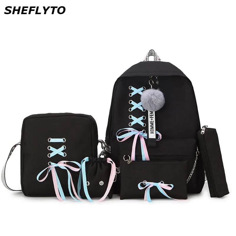 5Pcs/set Women Canvas School Backpacks School Bags For Teenager Girls New College Preppy Style Travel Backpacks Female Book Bags
5Pcs/set Women Canvas School Backpacks School Bags For Teenager Girls New College Preppy Style Travel Backpacks Female Book Bags