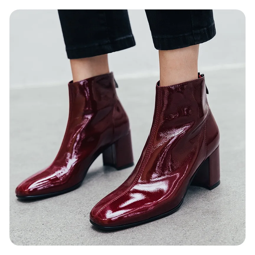 women autumn winter boots black beige genuine leather ankle boots for women thick high heel boots autumn female shoe botas mujer
women autumn winter boots black beige genuine leather ankle boots for women thick high heel boots autumn female shoe botas mujer