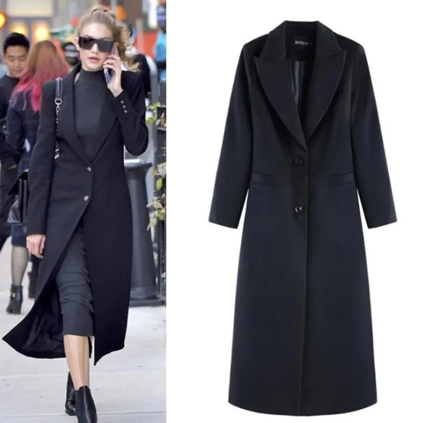 fashion New Autumn Winter Woolen Blend X Long Coat Black Slim Turn Down Collar slim wool coat
fashion New Autumn Winter Woolen Blend X Long Coat Black Slim Turn Down Collar slim wool coat