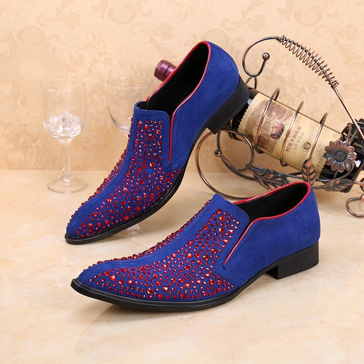 European style pointed Rhinestone oxford shoes blue slip on flat leather shoes fashion suede leather stage party shoes men EU46
European style pointed Rhinestone oxford shoes blue slip on flat leather shoes fashion suede leather stage party shoes men EU46