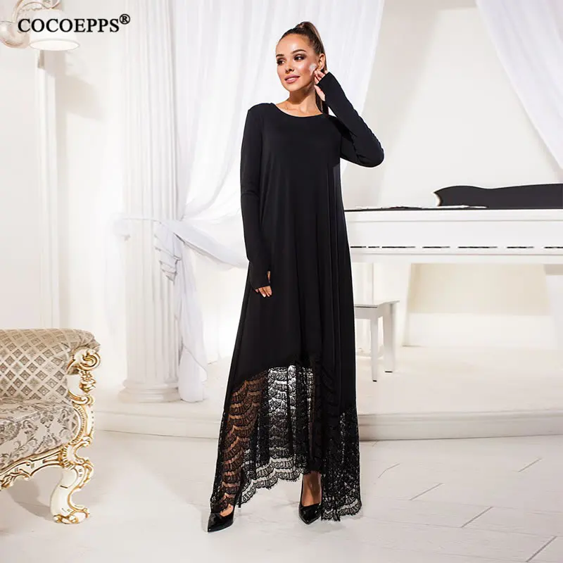 2019 Women Lace Patchwork Long Dress Maxi spring summer Dress Casual Party Dress Black blue female vestidos 2xl t-shirt dress
2019 Women Lace Patchwork Long Dress Maxi spring summer Dress Casual Party Dress Black blue female vestidos 2xl t-shirt dress