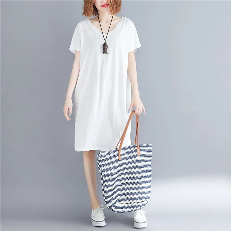 2020 Summer Women Vintage V Neck Short Sleeve Loose Cotton Dress Casual Beach Vestido Oversized Party Dresses
2020 Summer Women Vintage V Neck Short Sleeve Loose Cotton Dress Casual Beach Vestido Oversized Party Dresses