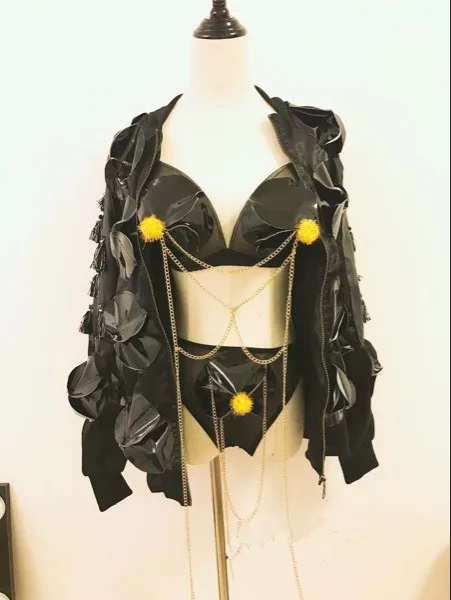 Adult DJ Female singer DS Costume Bar Nightclub Leading Dancer Jazz Hip Hop Modern dance performance outfit Black PU Leather set
Adult DJ Female singer DS Costume Bar Nightclub Leading Dancer Jazz Hip Hop Modern dance performance outfit Black PU Leather set