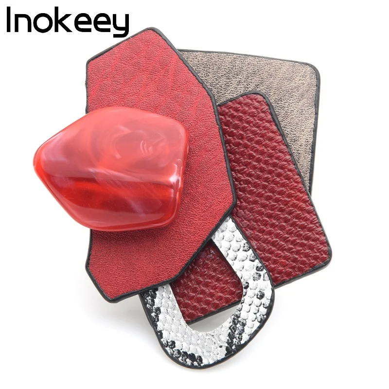 Inokeey Muticolor акриловая Геометрическая брошь булавки Кожаные броши для женщин
