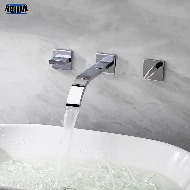 Wall mounted waterfall bathroom faucet double handles brass material chrome plated basin mixer faucet high quality in wall tap
Wall mounted waterfall bathroom faucet double handles brass material chrome plated basin mixer faucet high quality in wall tap