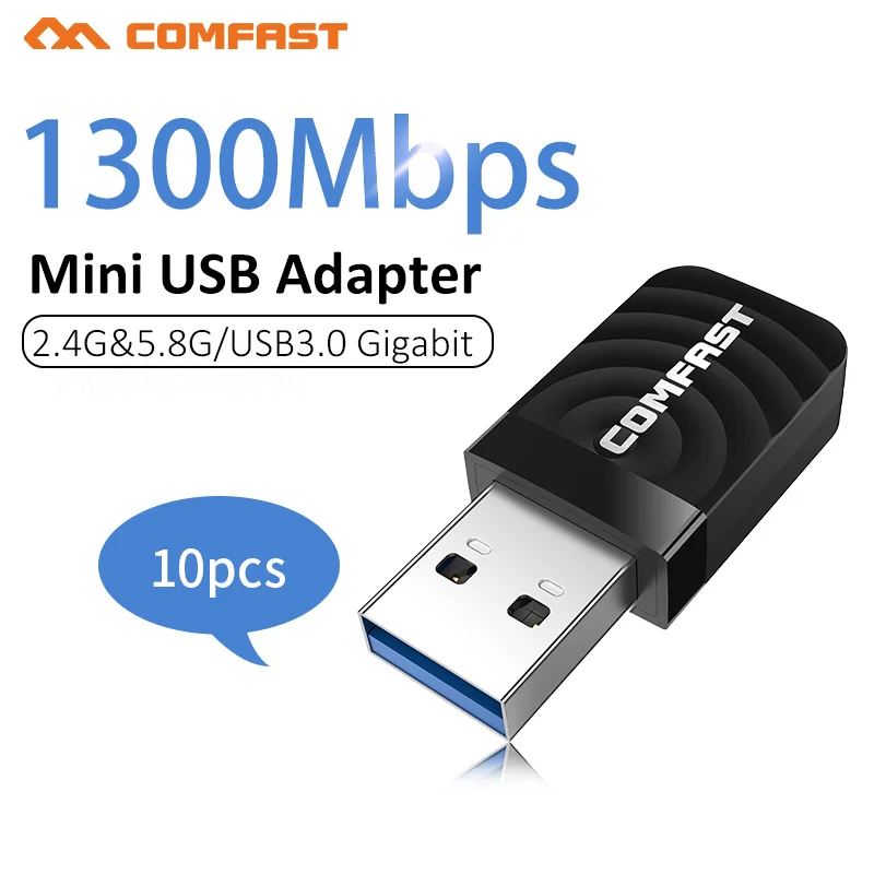 10pc 1300Mbps Wireless WIFI Adapter USB3.0 Dual Band 802.11b/g/n AC Antenna Gigabit WiFi Superspeed Card Laptop Desktop Computer
10pc 1300Mbps Wireless WIFI Adapter USB3.0 Dual Band 802.11b/g/n AC Antenna Gigabit WiFi Superspeed Card Laptop Desktop Computer
