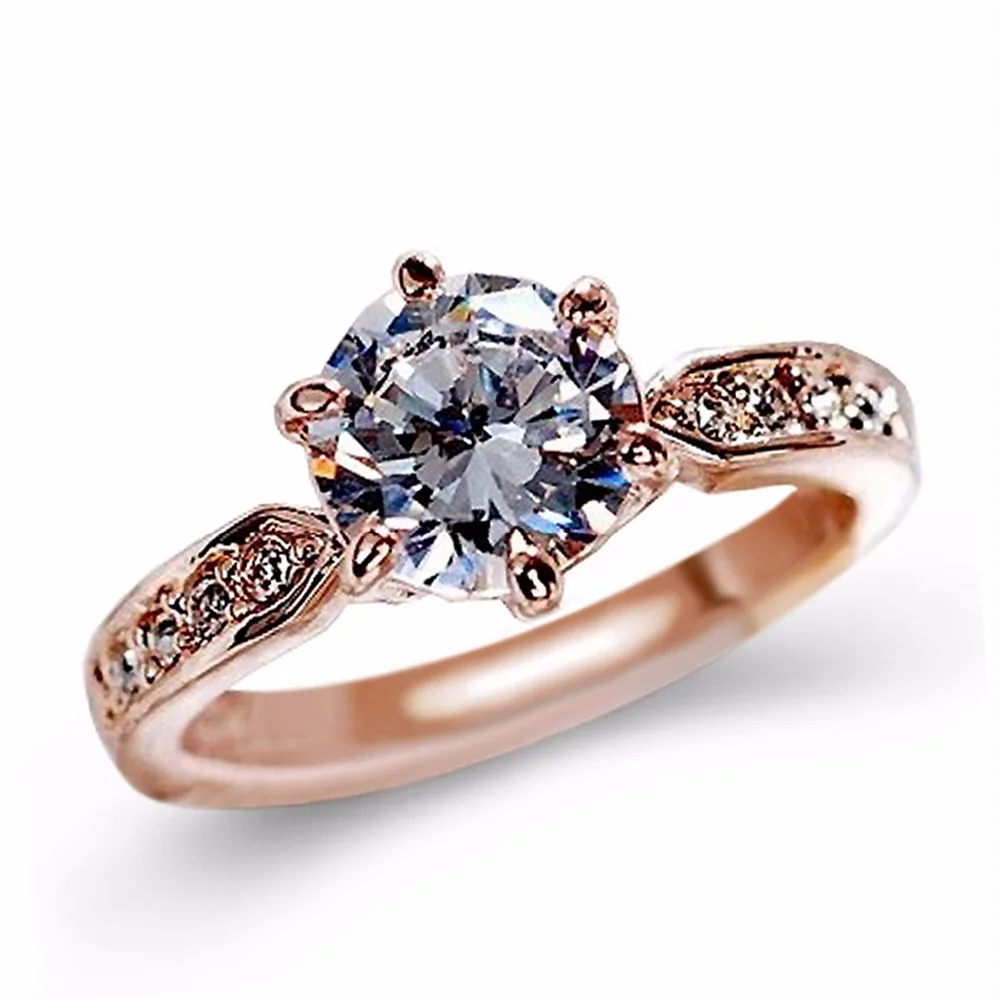 

Fashion Zircon Engagement Rings For Women Rose Gold Sliver Color Wedding Rings Female Anel Austrian Crystals Jewelry Top Quality