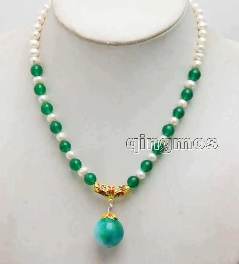 20mm beads with 6-7mm white Round natural pearl & 8mm Green beads 17'' Necklace -nec6302 Wholesale/retail
20mm beads with 6-7mm white Round natural pearl & 8mm Green beads 17'' Necklace -nec6302 Wholesale/retail