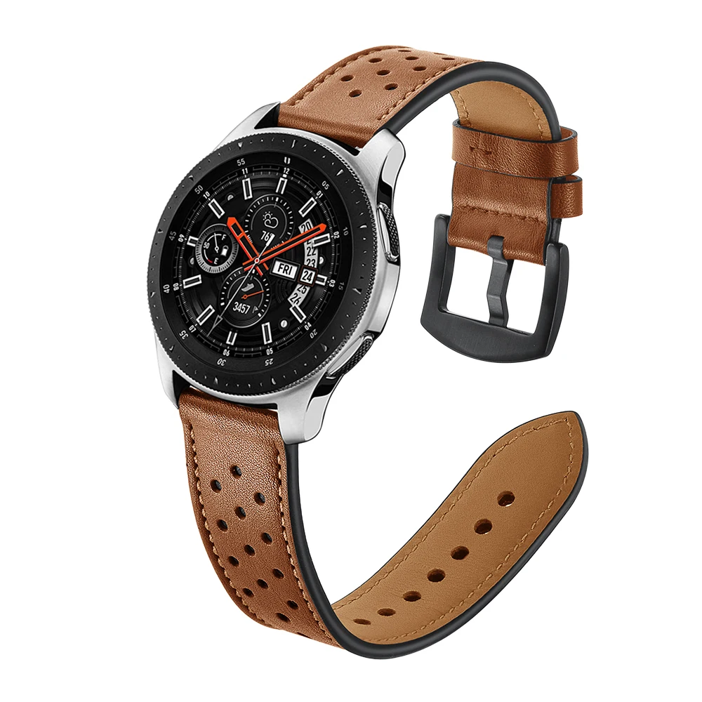 20 мм 22 ремешок для часов из натуральной кожи Samsung Galaxy Watch 42 46 версия черный