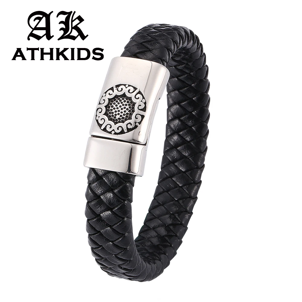 Fashion Men women Bracelets Flower Pattern Stainless Steel Magnet Buckle Bangles Men Leather Bracelets Women Jewelry PD0259
Fashion Men women Bracelets Flower Pattern Stainless Steel Magnet Buckle Bangles Men Leather Bracelets Women Jewelry PD0259