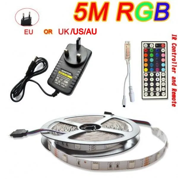 5M RGB SMD 5050 LED Strip Light 30/60leds/m non waterproof IP65 44Key IR Remote Controller 12V 2A 6A Power Supply Adaptor
5M RGB SMD 5050 LED Strip Light 30/60leds/m non waterproof IP65 44Key IR Remote Controller 12V 2A 6A Power Supply Adaptor
