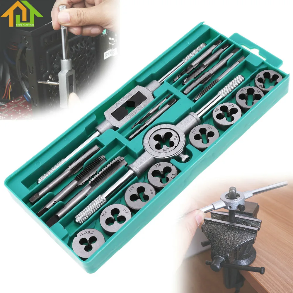 20pcs/set Adjusting Tap and Die Set 1/16-1/2 Inch NC Screw Thread Plugs Taps Wrench Alloy Steel Hand Screw Taps Cutting Tools
20pcs/set Adjusting Tap and Die Set 1/16-1/2 Inch NC Screw Thread Plugs Taps Wrench Alloy Steel Hand Screw Taps Cutting Tools