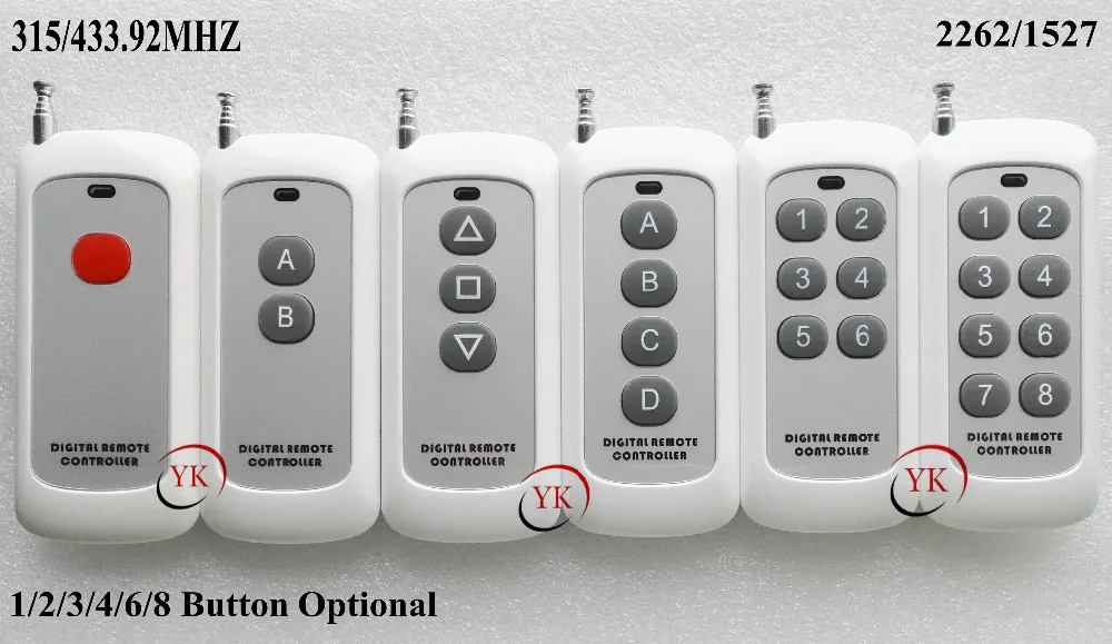 Remote Control Transmitter for Remote Switch 1/2/3/4/6/8 Button Small Size Long Range Big Button Remote key pad 315/433 22621527
Remote Control Transmitter for Remote Switch 1/2/3/4/6/8 Button Small Size Long Range Big Button Remote key pad 315/433 22621527