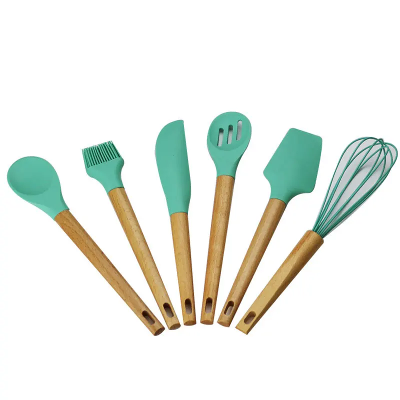 6PCS Silicone + Wood Handle Kitchen Cooking Utensils Tools Set Non-stick Cookware Turner Soup Spoon Egg Beater Spatula
6PCS Silicone + Wood Handle Kitchen Cooking Utensils Tools Set Non-stick Cookware Turner Soup Spoon Egg Beater Spatula