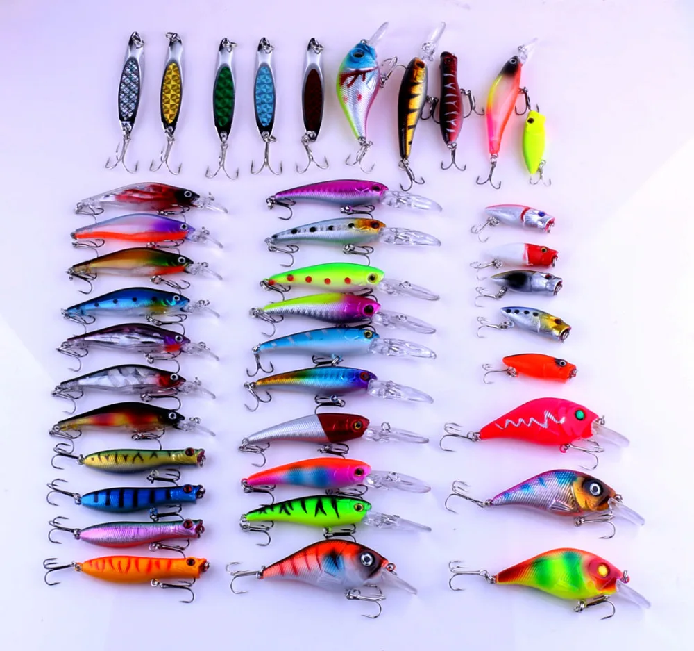 39pcs Artificial Fishing Lure Set Hard Metal Bait Minnow Popper Spoon Lure Fishing Tackle Mixed Color/Style/weight
39pcs Artificial Fishing Lure Set Hard Metal Bait Minnow Popper Spoon Lure Fishing Tackle Mixed Color/Style/weight