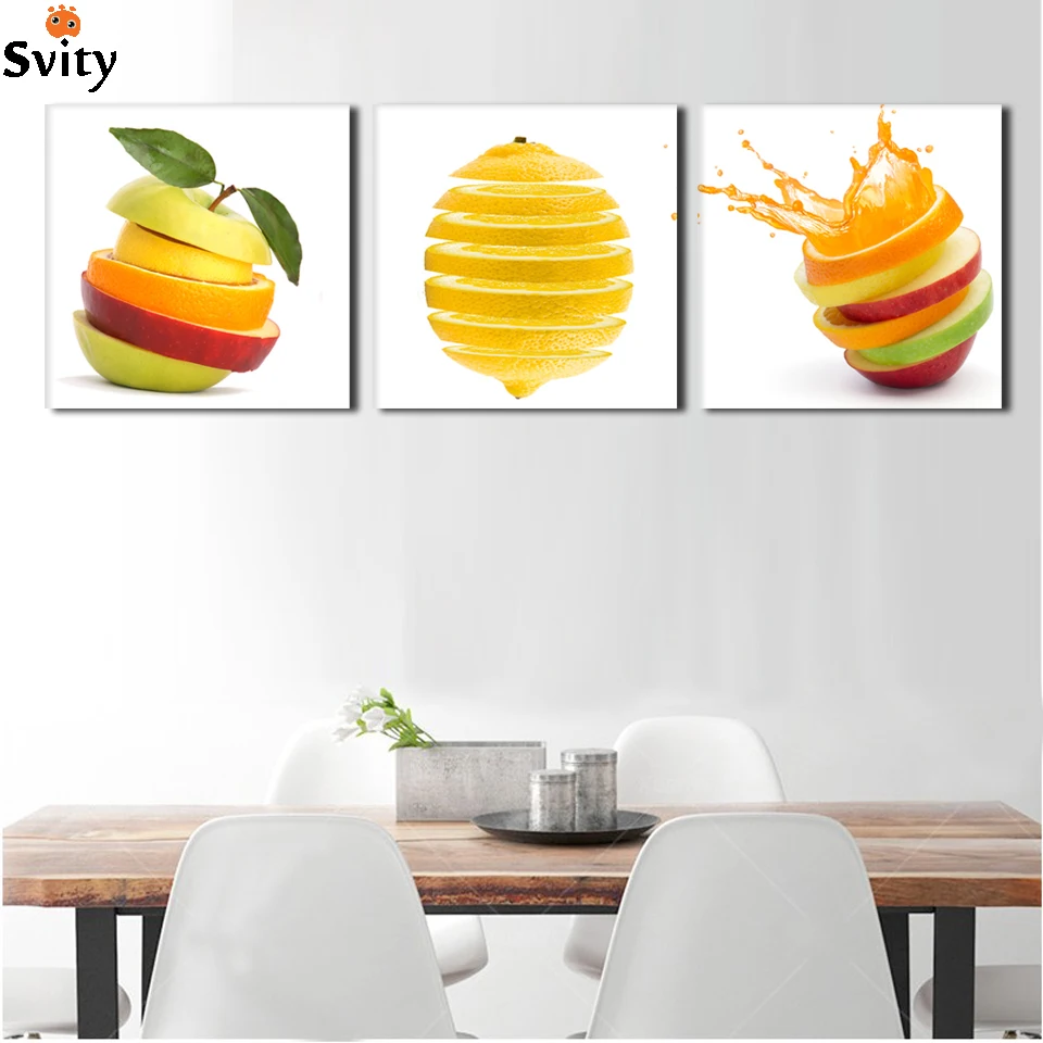 3 шт. кухонная стенка фотографии фрукты живопись печать на холсте green apple и