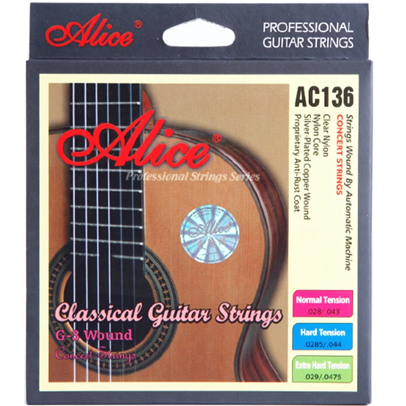 High Quality Alice AC136 Classical Guitar Strings Crystal Clear Nylon Silver Plated Copper Wound Anti-rust Guitar Accessories
High Quality Alice AC136 Classical Guitar Strings Crystal Clear Nylon Silver Plated Copper Wound Anti-rust Guitar Accessories