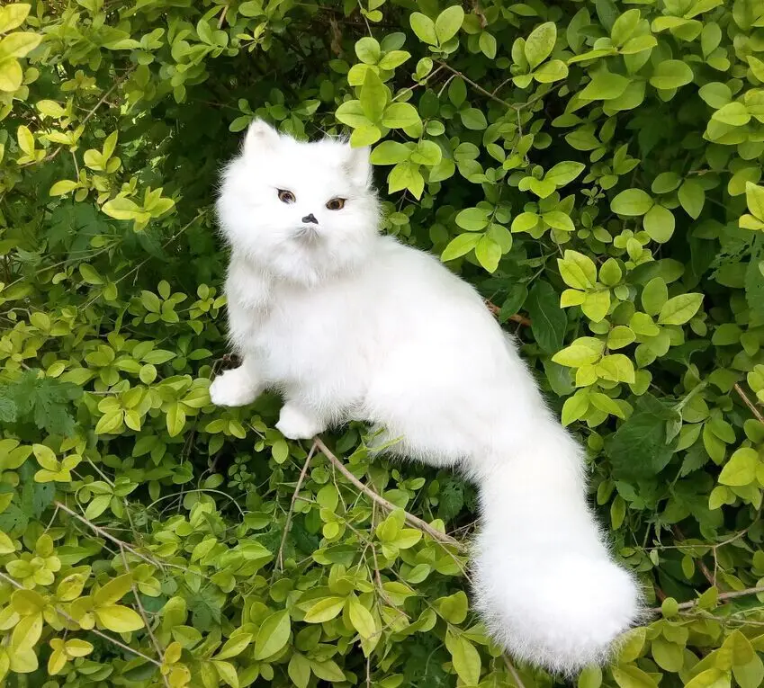 new Simulation right white fox toy polyethylene&furs sitting fox model gift about 26x28cm y0311