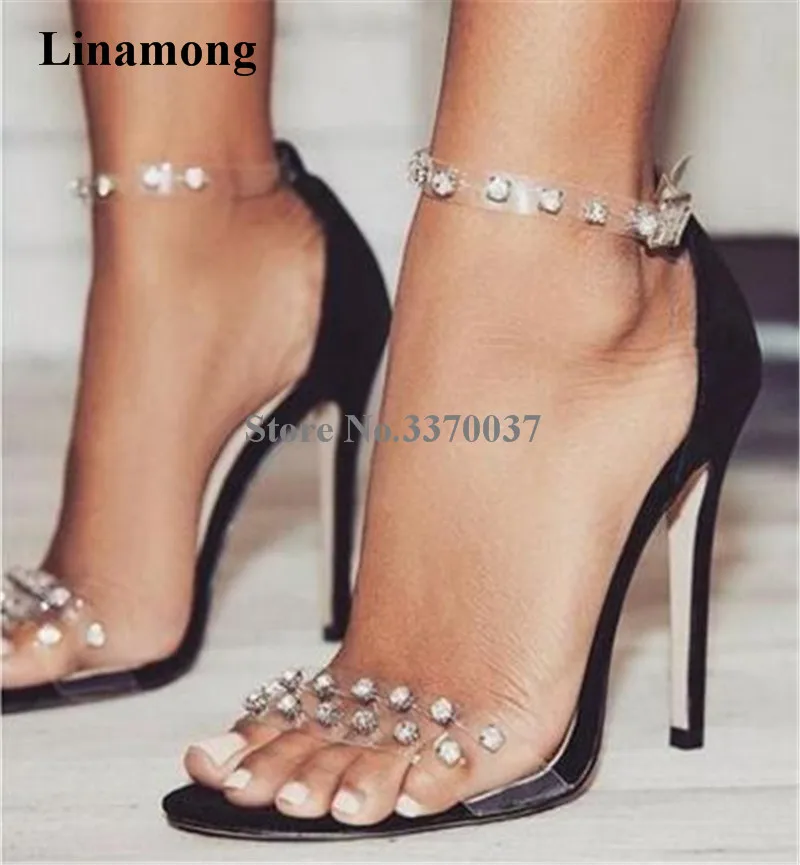 Luxurious Open Toe PVC Straps Rhinestone Stiletto Heel Sandals Ankle Strap Buckle Crystal Stud High Heel Sandals Wedding Heels
Luxurious Open Toe PVC Straps Rhinestone Stiletto Heel Sandals Ankle Strap Buckle Crystal Stud High Heel Sandals Wedding Heels