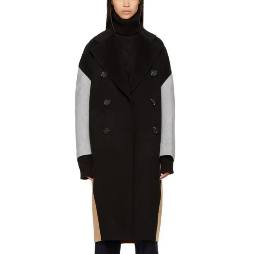 Winter fahsion Women Double breasted Patchwork Woolen Long Coat Female Outerwear
Winter fahsion Women Double breasted Patchwork Woolen Long Coat Female Outerwear