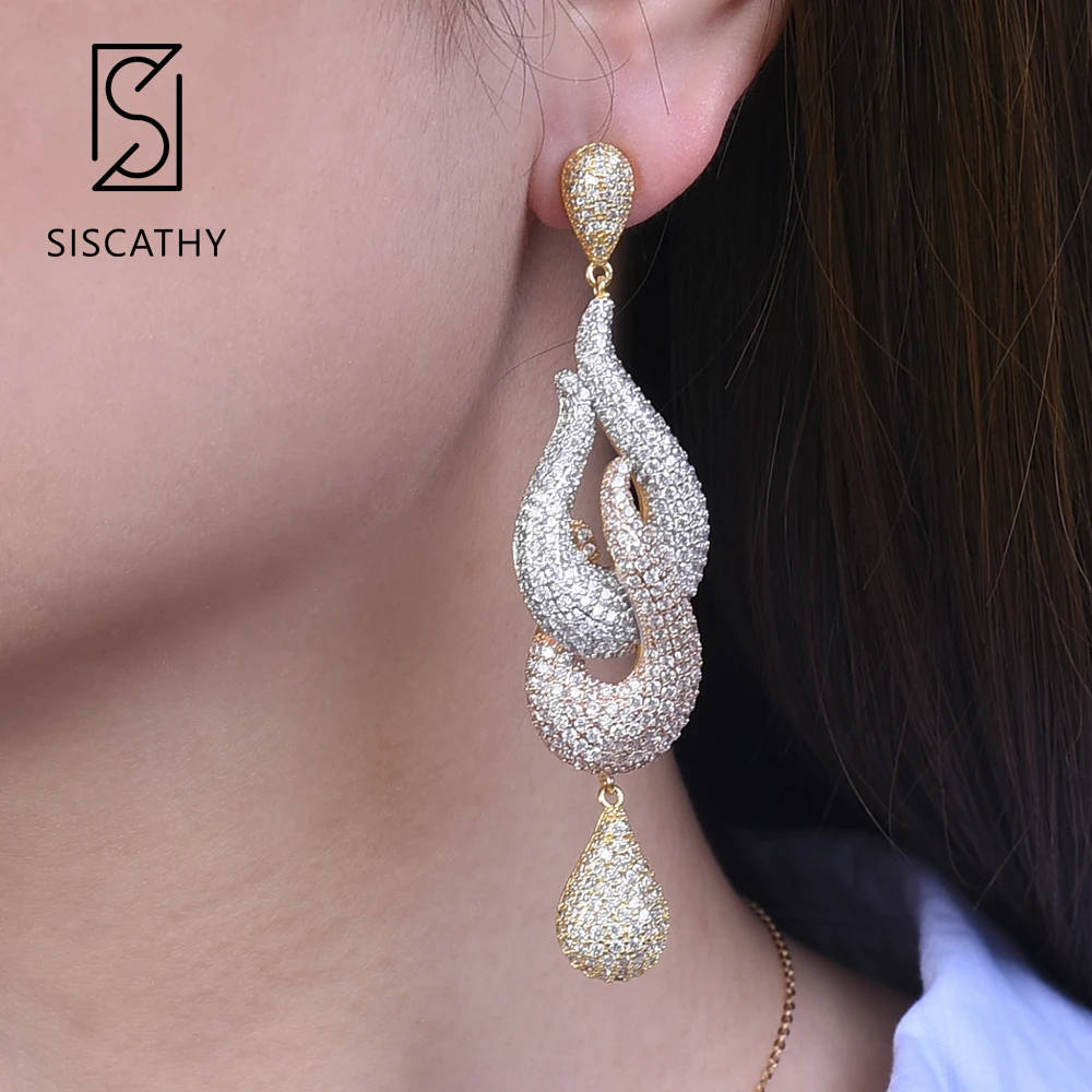 Siscathy Luxury AAA Cubic Zirconia Long Dangle Drop Earrings For Women Indian Nigerian Engagement Wedding Earrings Jewelry
Siscathy Luxury AAA Cubic Zirconia Long Dangle Drop Earrings For Women Indian Nigerian Engagement Wedding Earrings Jewelry