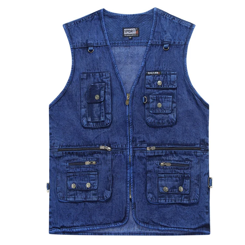 Spring Autumn Men's Cotton Jeans Vest Sleeveless Denim Solid Male Vest Men Casual Multi-Pockets Plus Size 4XL Waistcoat,GA139
Spring Autumn Men's Cotton Jeans Vest Sleeveless Denim Solid Male Vest Men Casual Multi-Pockets Plus Size 4XL Waistcoat,GA139