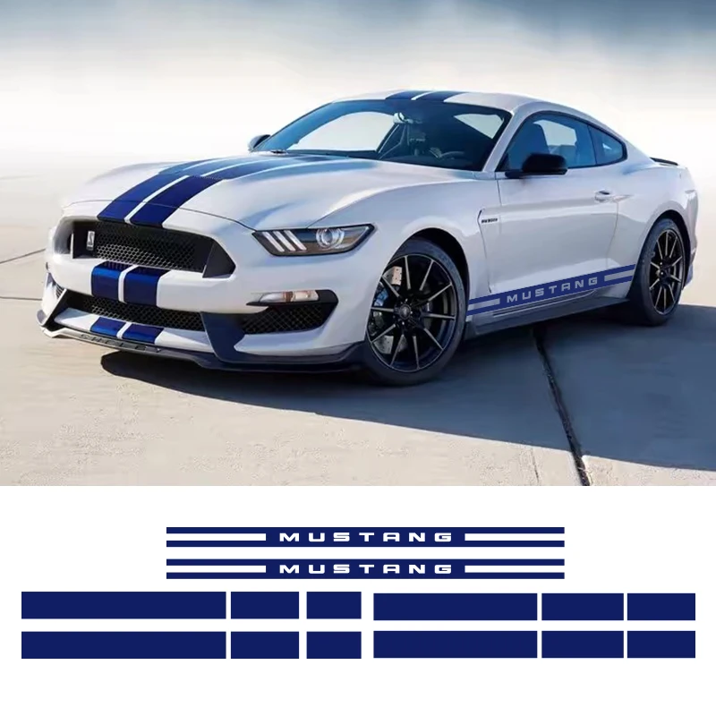 

1 Set Side Door Rocker Panel Stripes Front Rear Hood Roof Trunk Graphic Decal Set Stickers For Ford Mustang 2015-2017