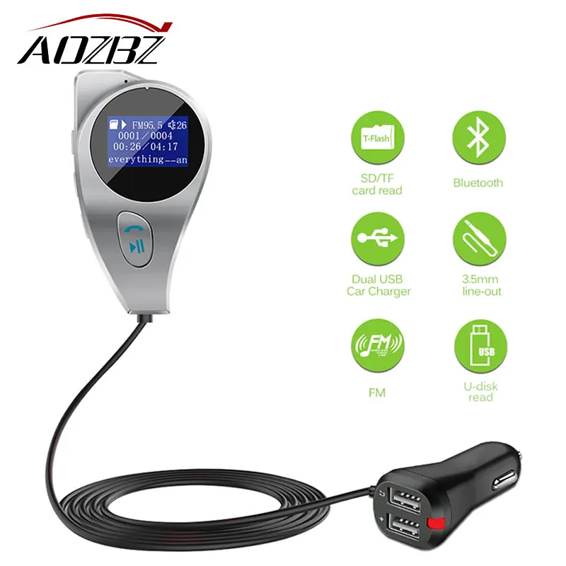 Автомобильный комплект Aozbz с Bluetooth mp3 музыкальный плеер fm передатчик модулятор 2 1