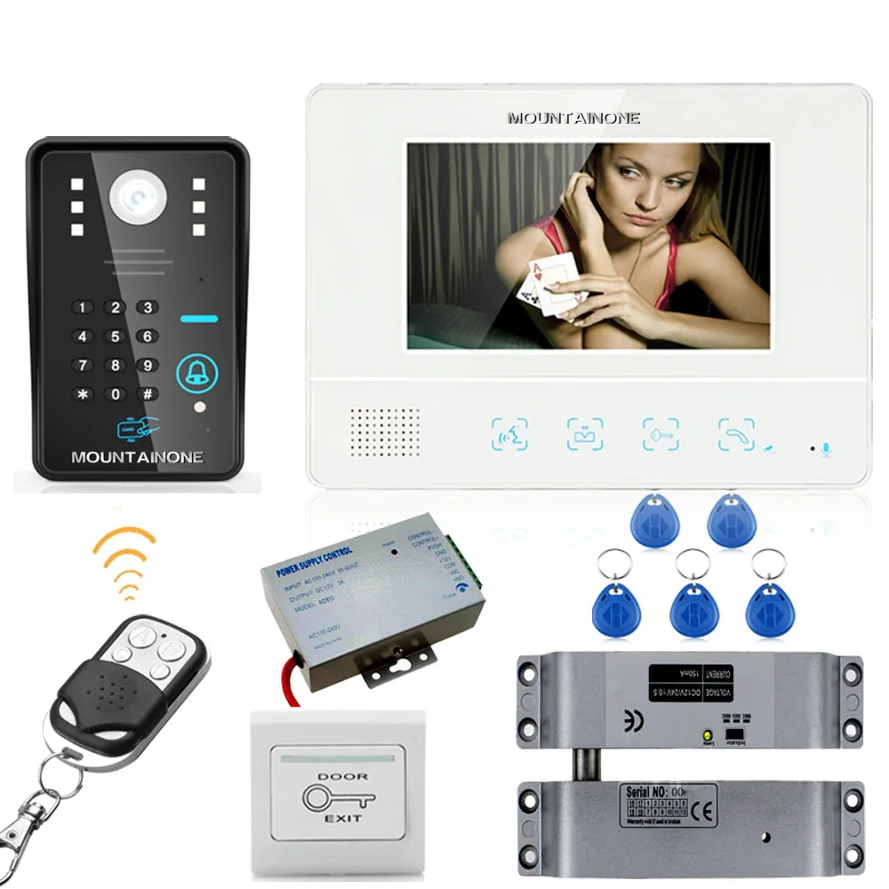 7" RFID Password Video Door Phone Intercom System Doorbell Camera 1000TVL + Electric Drop Bolt Lock
7" RFID Password Video Door Phone Intercom System Doorbell Camera 1000TVL + Electric Drop Bolt Lock