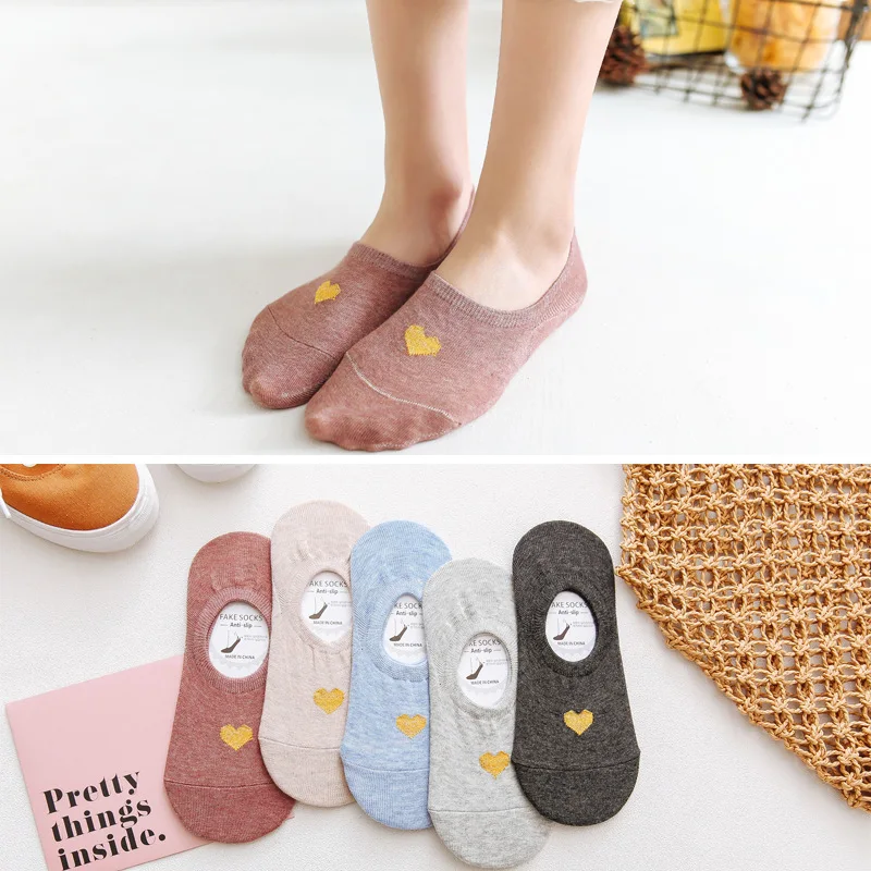 5 Pairs/lot 2019 Summer Cotton Women Socks Short Gold Heart 5 Colors Invisible Female Silicone Non-slip Boat Sock 35-40
5 Pairs/lot 2019 Summer Cotton Women Socks Short Gold Heart 5 Colors Invisible Female Silicone Non-slip Boat Sock 35-40