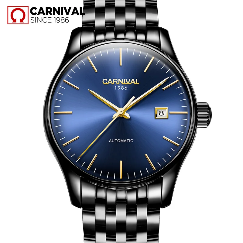 Часы Carnival Relogio мужские механические, водонепроницаемые автоматические деловые наручные, с календарем из нержавеющей стали
Часы Carnival Relogio мужские механические, водонепроницаемые автоматические деловые наручные, с календарем из нержавеющей стали